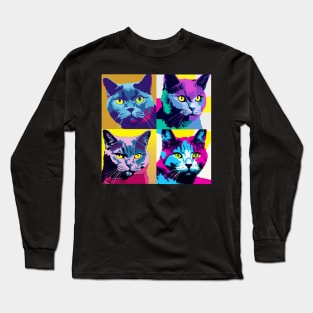 Chartreux Pop Art - Cat Lover Gift Long Sleeve T-Shirt